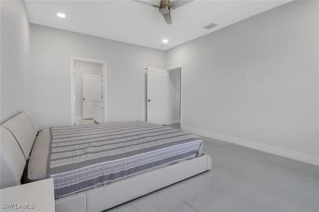 435 Pickford Ave, Lehigh Acres, FL 33974 - bedroom with baseboards, a ceiling fan, and recessed lighting