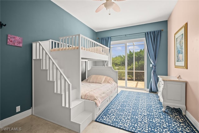 2201 Hampstead Ct, Lehigh Acres, FL 33973 - bedroom featuring ceiling fan, access to outside, and baseboards