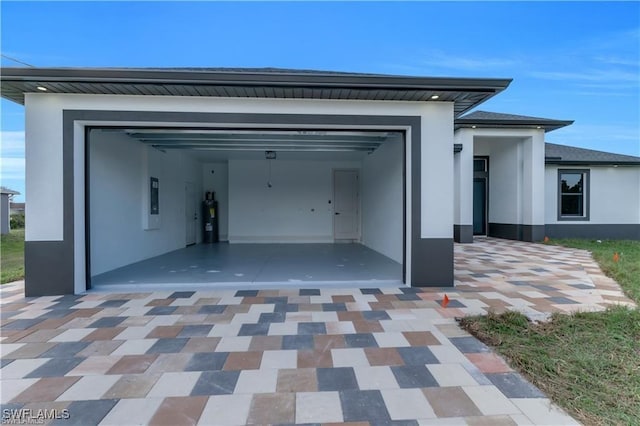 garage with water heater
