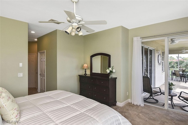5600 Chelsey Ln Unit 201, Fort Myers, FL 33912 - bedroom featuring ceiling fan, access to outside, and recessed lighting