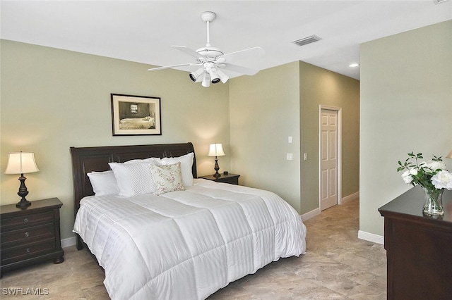 5600 Chelsey Ln Unit 201, Fort Myers, FL 33912 - bedroom with recessed lighting, visible vents, baseboards, and a ceiling fan