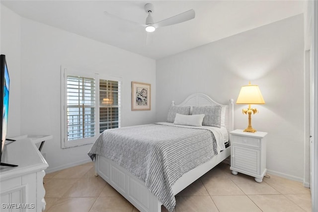 3570 Haldeman Creek Dr Unit 134, Naples, FL 34112 - bedroom with light tile patterned floors, baseboards, and a ceiling fan
