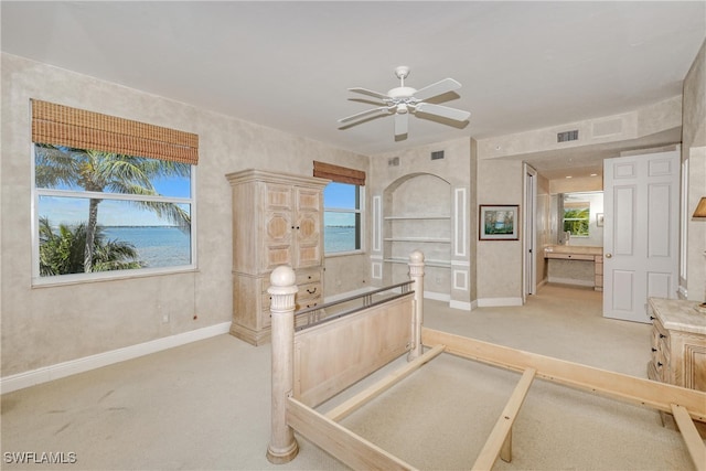 15220 Portside Dr Unit 301, Fort Myers, FL 33908 - unfurnished bedroom featuring visible vents, a ceiling fan, baseboards, and light carpet
