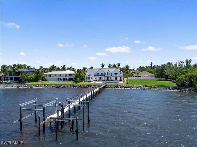 8451 Casa Del Rio Ln, Fort Myers, FL 33919 - view of dock with a water view, a residential view, and boat lift