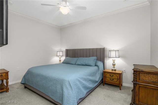 9719 Acqua Ct Unit 241, Naples, FL 34113 - carpeted bedroom featuring baseboards, ornamental molding, and a ceiling fan