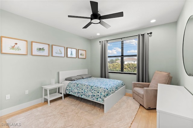 4045 Nova Ln, Naples, FL 34119 - bedroom featuring light wood finished floors, baseboards, a ceiling fan, and recessed lighting