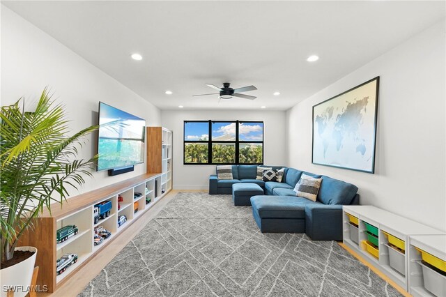 4045 Nova Ln, Naples, FL 34119 - living area featuring ceiling fan, baseboards, and recessed lighting