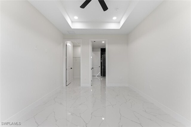 5327 Beauty St, Lehigh Acres, FL 33971 - empty room with baseboards, marble finish floor, recessed lighting, and ceiling fan