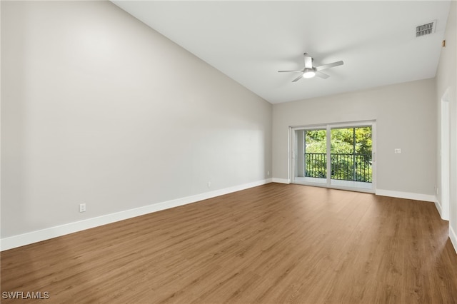9200 Highland Woods Blvd Unit 1309, Bonita Springs, FL 34135 - unfurnished room featuring visible vents, baseboards, a ceiling fan, wood finished floors, and lofted ceiling