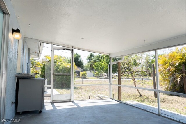 view of unfurnished sunroom