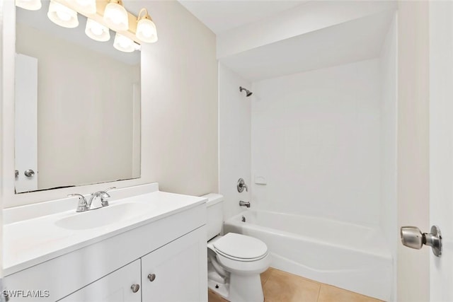 6874 Carmelle Dr, Fort Myers, FL 33919 - bathroom featuring vanity, toilet, tile patterned floors, and shower / bath combination