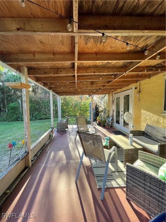 view of patio / terrace featuring french doors and an outdoor hangout area
