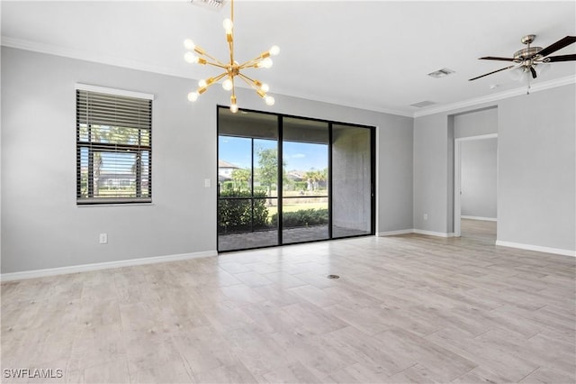 19874 Beverly Park Rd, Estero, FL 33928 - empty room with baseboards, visible vents, and ornamental molding
