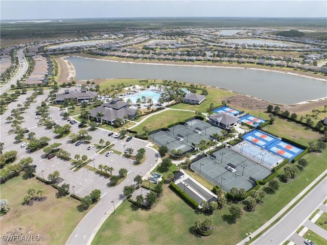 19874 Beverly Park Rd, Estero, FL 33928 - drone / aerial view featuring a water view and a residential view