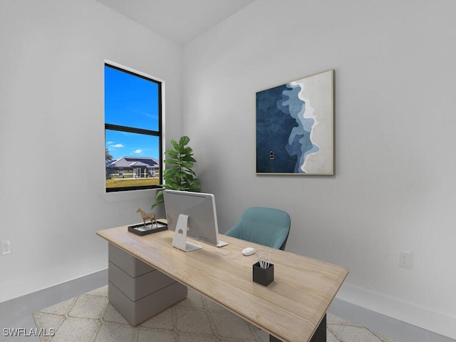 home office featuring baseboards