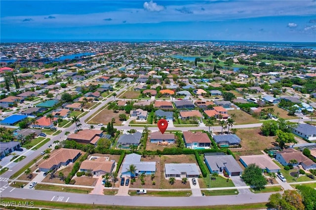 1357 Merrimac Ave, Marco Island, FL 34145 - bird's eye view with a water view and a residential view