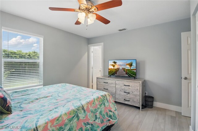 1357 Merrimac Ave, Marco Island, FL 34145 - bedroom featuring a ceiling fan, baseboards, light wood finished floors, and visible vents