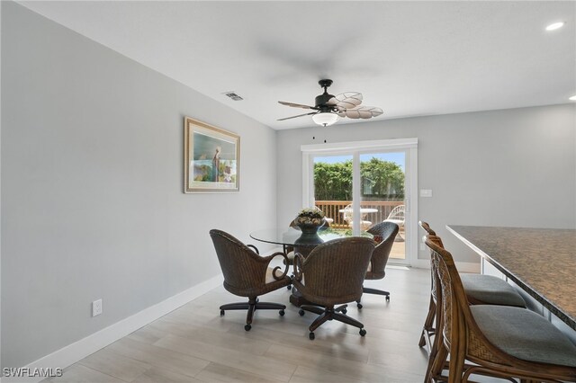 1357 Merrimac Ave, Marco Island, FL 34145 - dining space with baseboards, a ceiling fan, visible vents, and recessed lighting