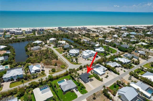 446 Lake Murex Cir, Sanibel, FL 33957 - bird's eye view featuring a residential view and a water view