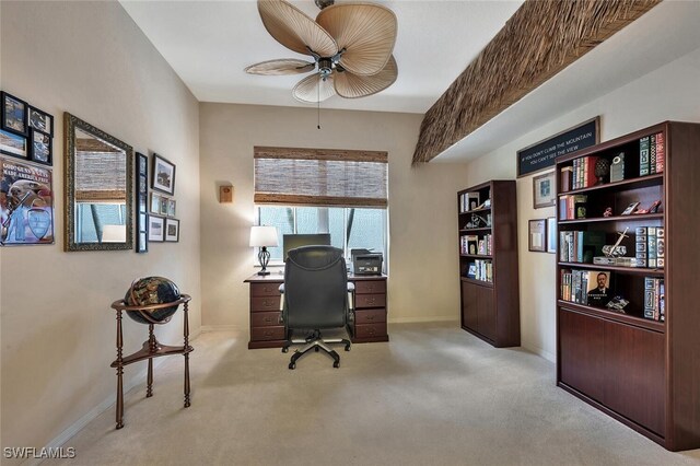 317 Harvard Ln, Naples, FL 34104 - carpeted home office featuring ceiling fan and baseboards