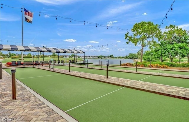 view of community featuring a water view