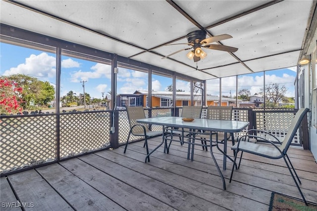 268 Mamie St, Chokoloskee, FL 34138 - sunroom featuring plenty of natural light, a ceiling fan, and outdoor dining space