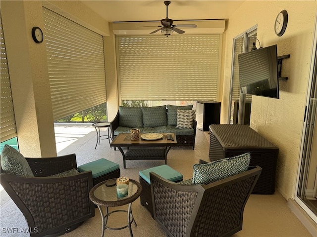 3323 SW 25th Ct, Cape Coral, FL 33914 - sunroom / solarium featuring a ceiling fan and an outdoor hangout area