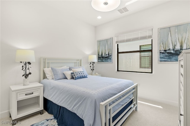 20321 Fair Oak Ln, Estero, FL 33928 - bedroom with baseboards, visible vents, recessed lighting, and light colored carpet