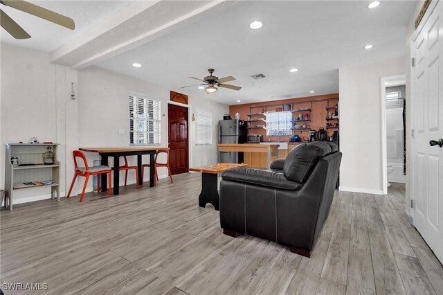 264 Mamie St, Chokoloskee, FL 34138 - living room with recessed lighting, light wood-style flooring, and ceiling fan