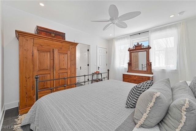 8241 Main St, Bokeelia, FL 33922 - bedroom featuring recessed lighting, a ceiling fan, and baseboards