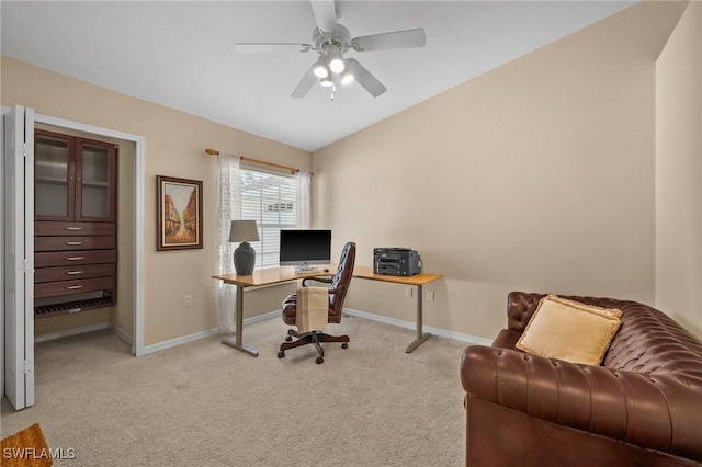 6095 Pinnacle Ln Unit 1304, Naples, FL 34110 - office with light carpet, a ceiling fan, and baseboards