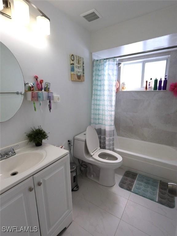 9170 24th Pl, Sunrise, FL 33322 - bathroom featuring shower / bath combination with curtain, vanity, visible vents, and toilet