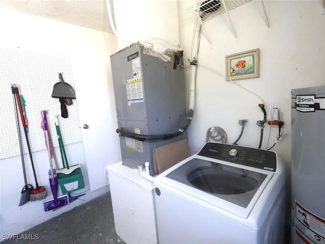 9170 24th Pl, Sunrise, FL 33322 - clothes washing area featuring washer / clothes dryer, gas water heater, and laundry area
