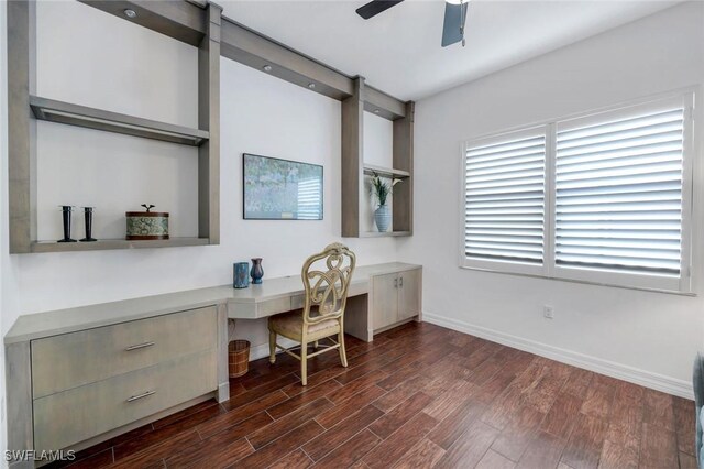 3267 Pacific Dr, Naples, FL 34119 - office space with dark wood-style floors, baseboards, and ceiling fan