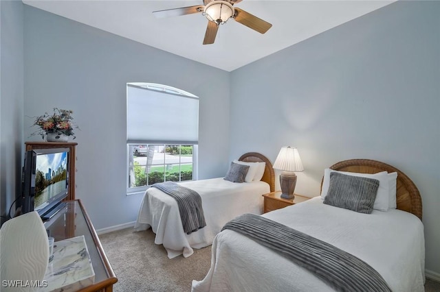 12732 Fox Ridge Dr, Bonita Springs, FL 34135 - carpeted bedroom featuring baseboards and a ceiling fan
