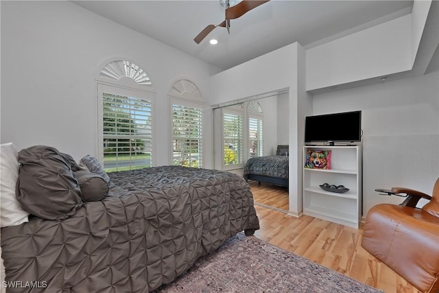 15890 Delasol Ln, Naples, FL 34110 - bedroom featuring wood finished floors, a ceiling fan, and recessed lighting