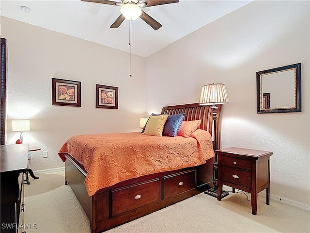 13885 Cleto Dr, Estero, FL 33928 - bedroom with light carpet, baseboards, a ceiling fan, and a textured wall