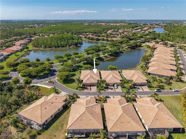 13885 Cleto Dr, Estero, FL 33928 - birds eye view of property featuring a water view and a residential view
