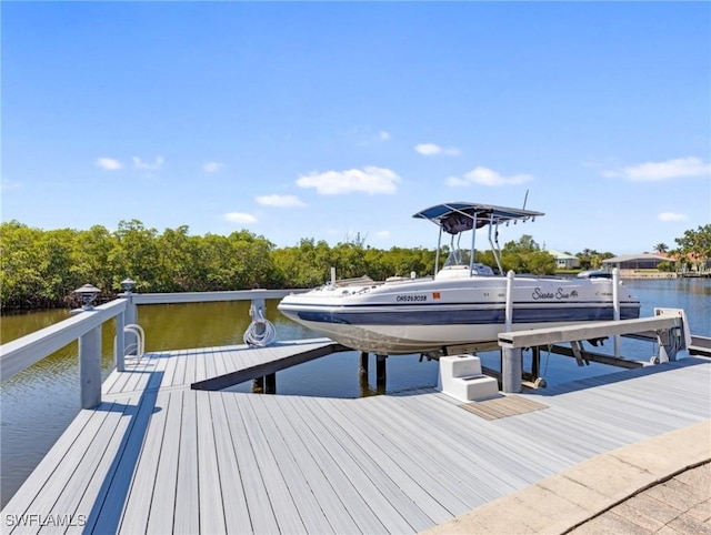 14701 Eden St, Fort Myers, FL 33908 - dock area featuring boat lift and a water view