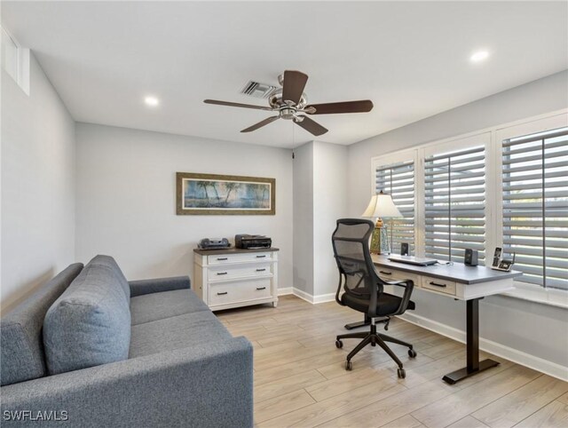 14701 Eden St, Fort Myers, FL 33908 - office space with recessed lighting, ceiling fan, baseboards, and light wood-style flooring
