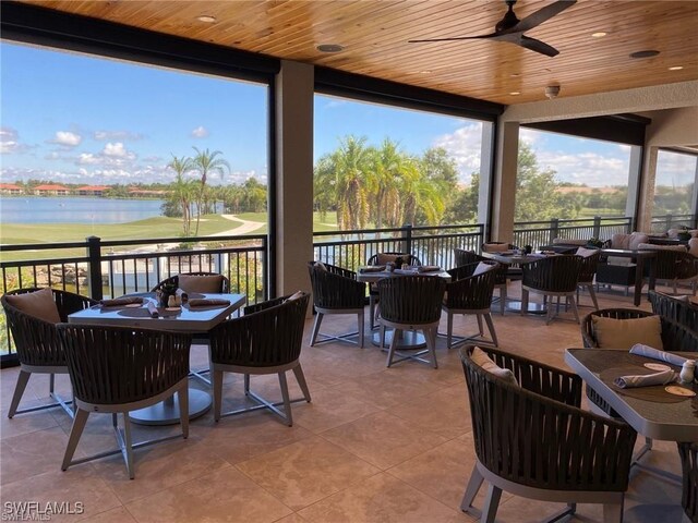 12125 Via Cercina Dr, Bonita Springs, FL 34135 - sunroom featuring a wealth of natural light, a water view, and view of golf course