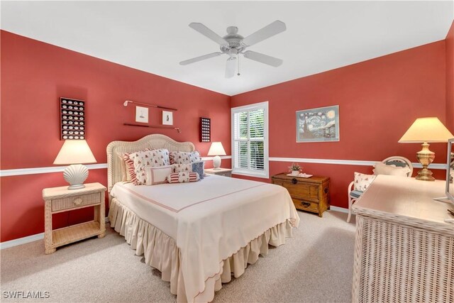 3098 Greenflower Ct, Bonita Springs, FL 34134 - bedroom featuring light colored carpet, baseboards, and a ceiling fan