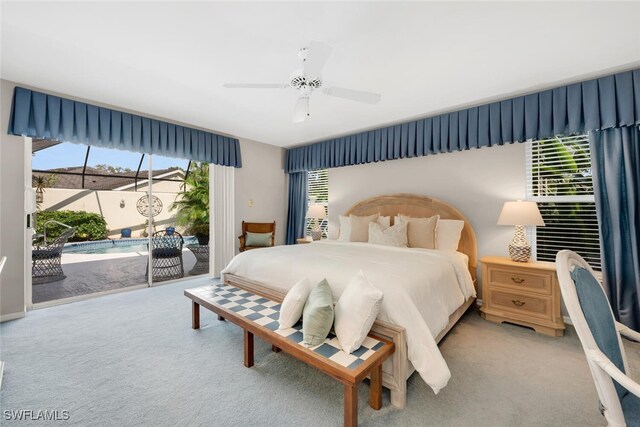 3098 Greenflower Ct, Bonita Springs, FL 34134 - bedroom with access to exterior, carpet, and a ceiling fan