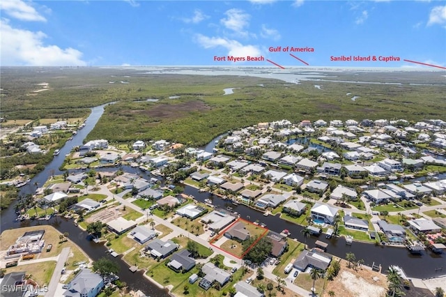 6181 Plumosa Ave, Fort Myers, FL 33908 - aerial view with a water view and a residential view