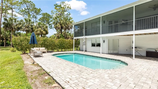 2920 24th Ave SE, Naples, FL 34117 - view of swimming pool featuring a yard, an outdoor hangout area, a patio area, and a fenced in pool