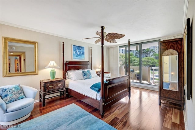 3100 Gulf Shore Blvd N Unit 103, Naples, FL 34103 - bedroom with wood finished floors, ornamental molding, baseboards, and a ceiling fan