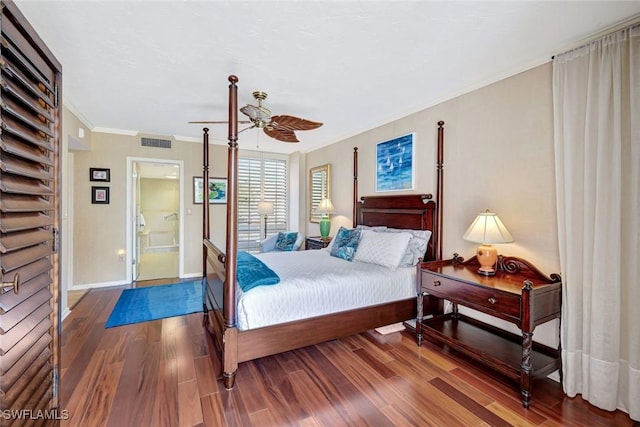 3100 Gulf Shore Blvd N Unit 103, Naples, FL 34103 - bedroom with wood finished floors, crown molding, baseboards, and ceiling fan