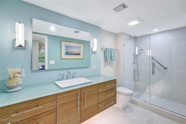 3100 Gulf Shore Blvd N Unit 103, Naples, FL 34103 - full bathroom featuring toilet, vanity, a shower stall, and tile patterned flooring