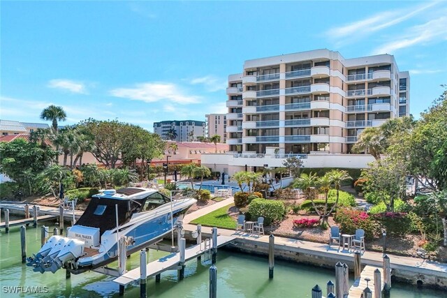 3100 Gulf Shore Blvd N Unit 103, Naples, FL 34103 - dock area with a water view and boat lift