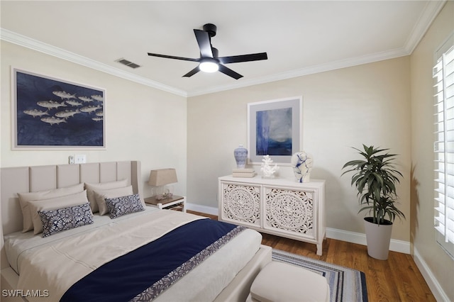 3770 Fieldstone Blvd Unit 1508, Naples, FL 34109 - bedroom with visible vents, baseboards, wood finished floors, and ornamental molding